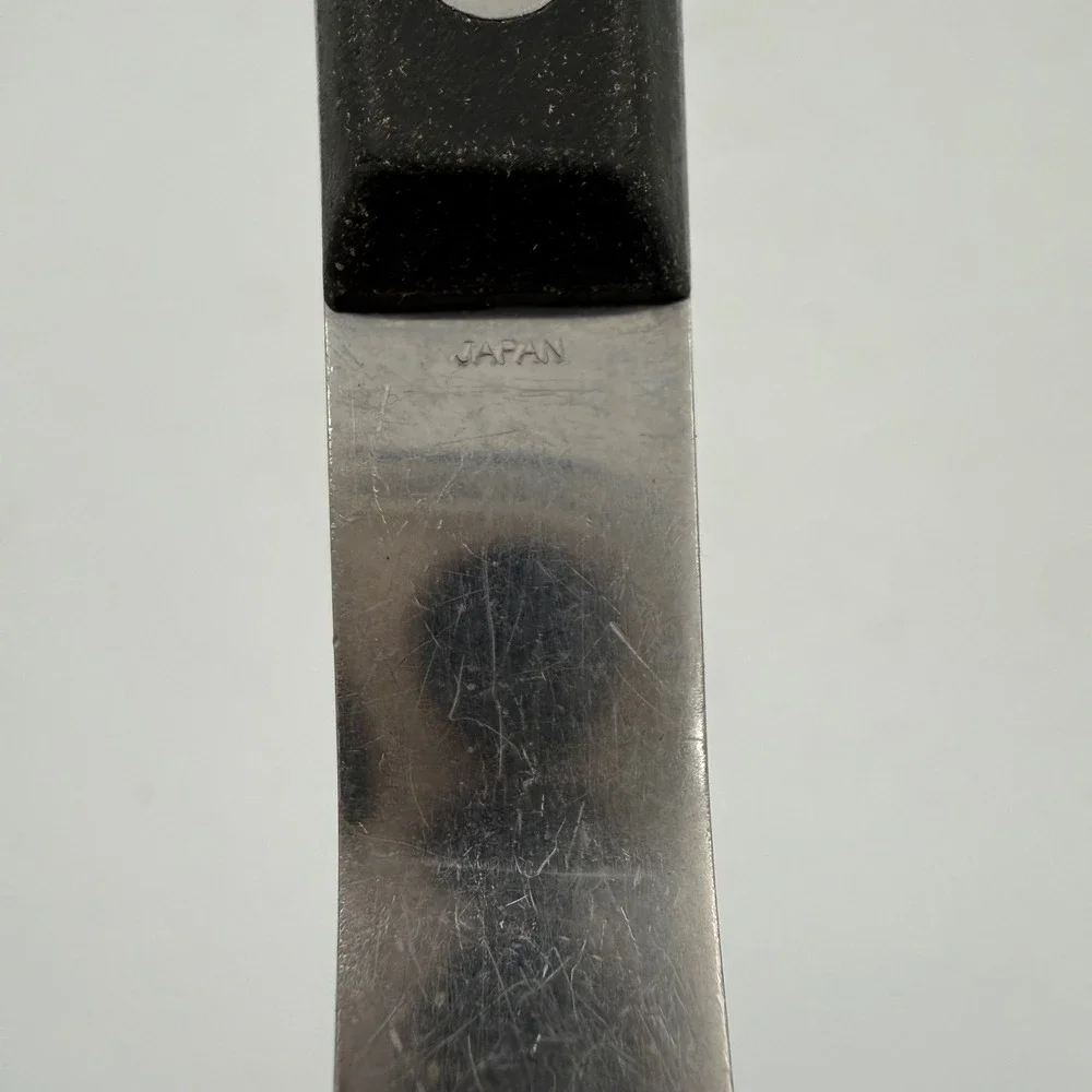Vintage Household Stainless Steel Curved Spatula Wide Perforated Turner Japan